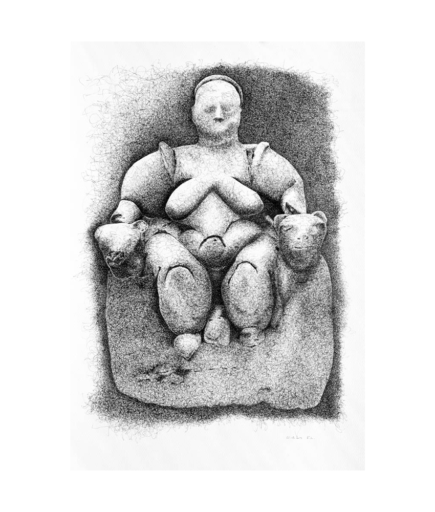Dame aux léopards 41x55 cm